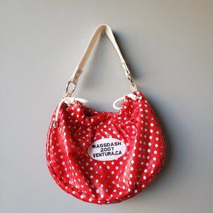 Retro Red Wagsdash mesh polka dot faux fur hand ba